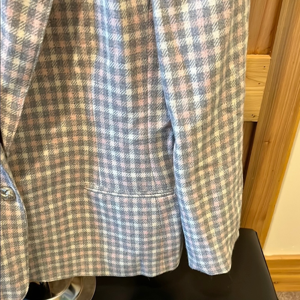 Haberdashery Checkered Blazer in Gray, Light Pink, and White - Picture 6 of 16